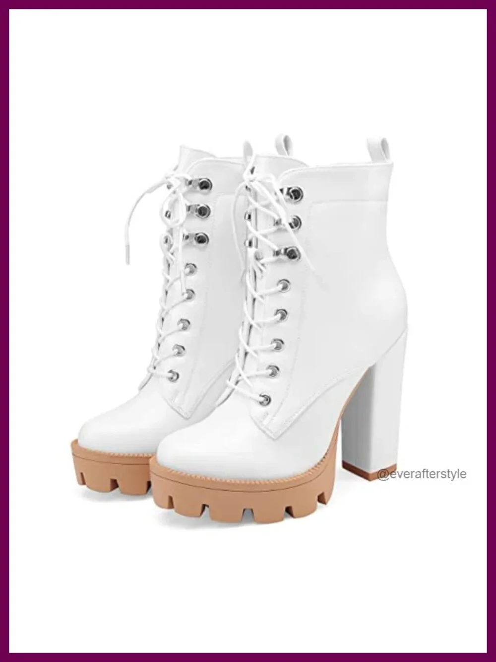 Chunky Heel Lug Sole Platform Ankle Boots Lace Up Booties